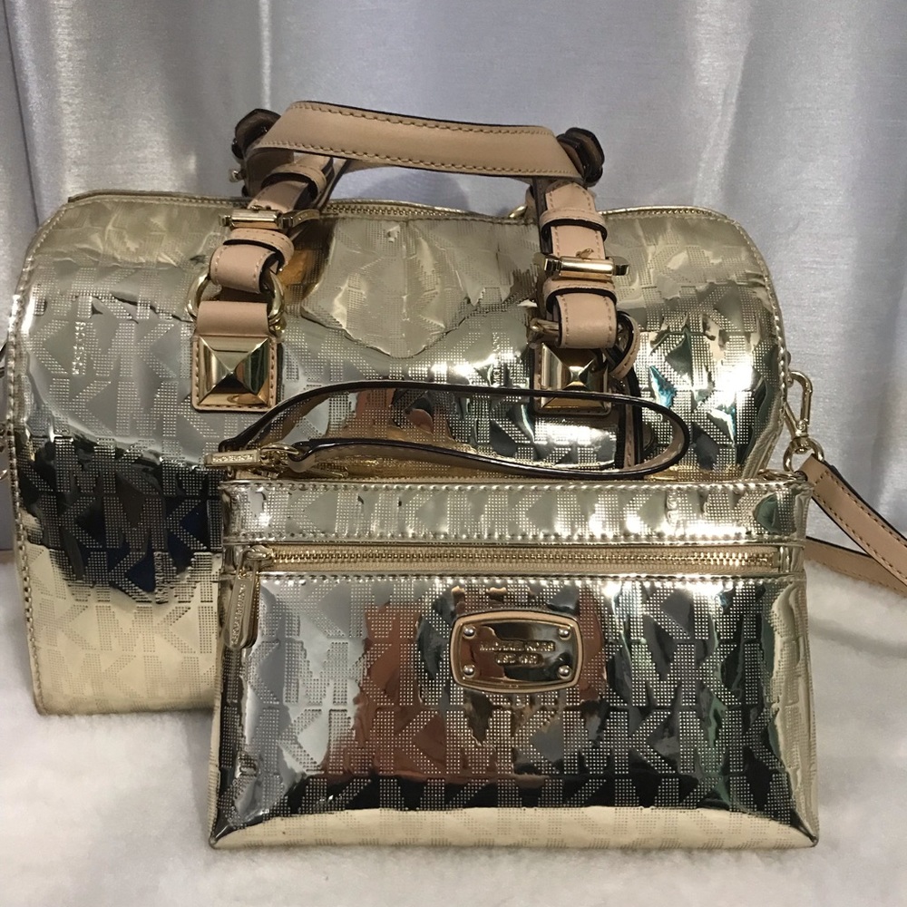 Michael Kors handbag, wristlet and bonus case